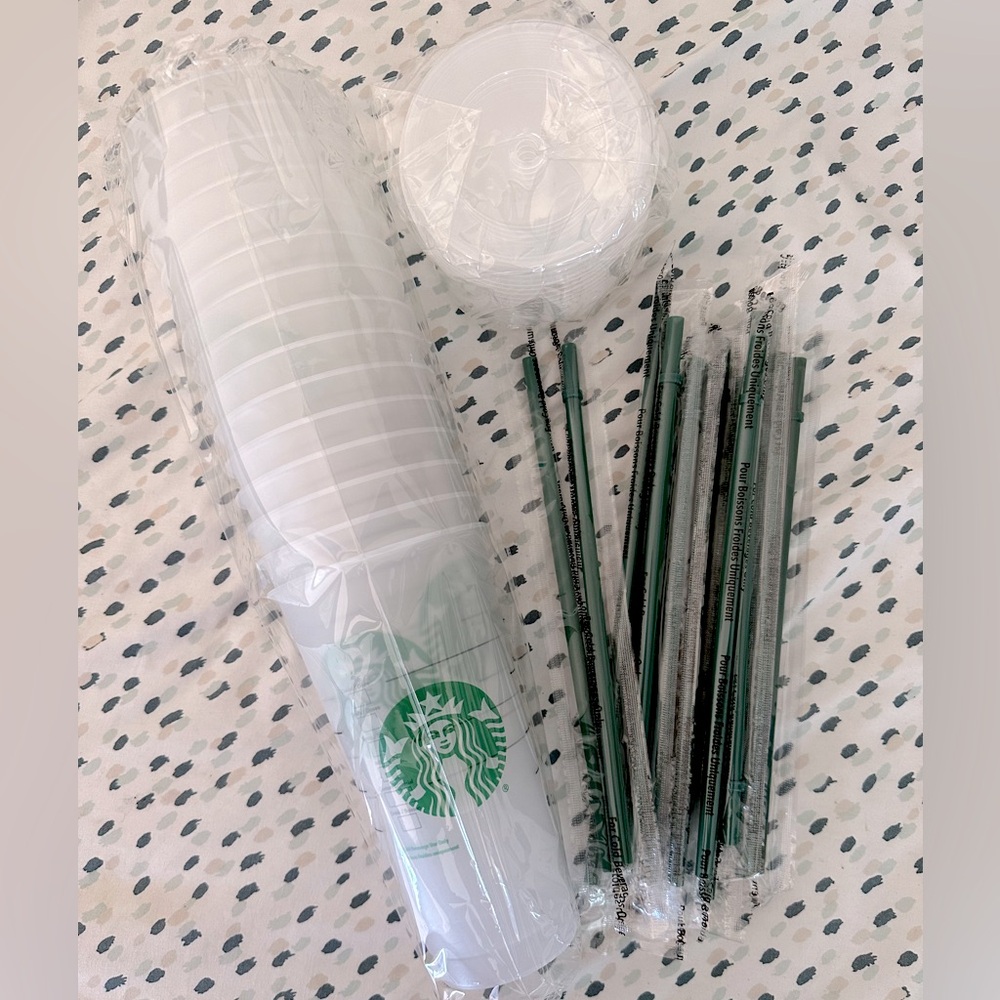 Starbucks Pack of 15 Blanks 24oz Reusable Cold Cups With Lids and Straws - Venti